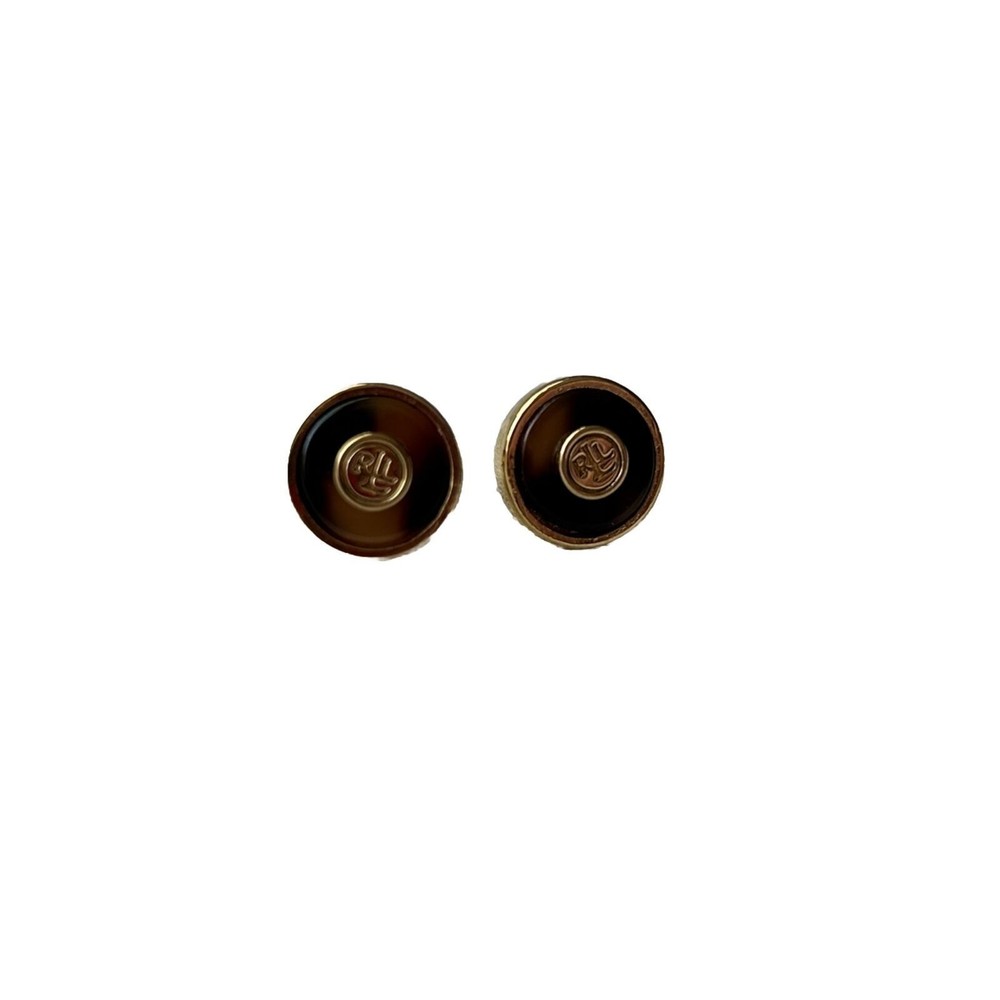 Lauren Ralph Lauren Stud Earrings Tigers Eye Gold Tone Signed LRL